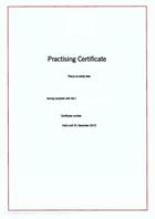 Quantity surveyor's practising certificate